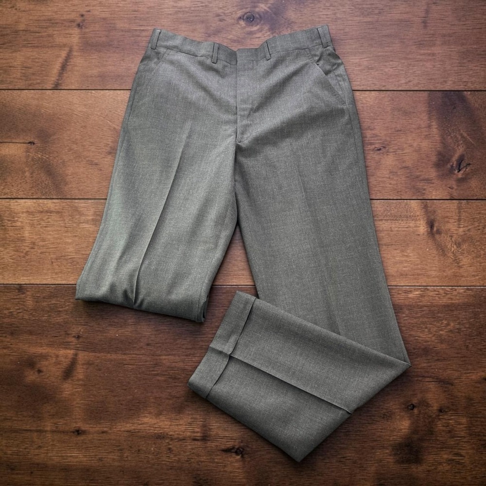 Vintage USA Brooks Brothers Makers Mens Grey 100% Pure Wool Dress Pants 36x34
